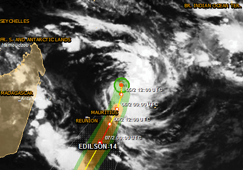 Cyclone edilson sur l'ile maurice en 2014